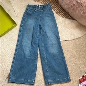 Spanx everywear wide leg jeans in stonewashed blue